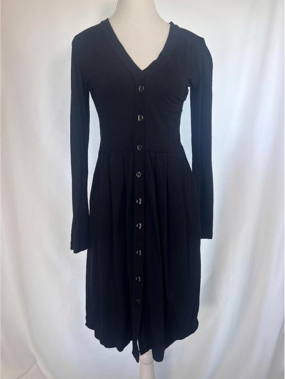 Long Sleeve Button Up Black1 Dress Women's Small